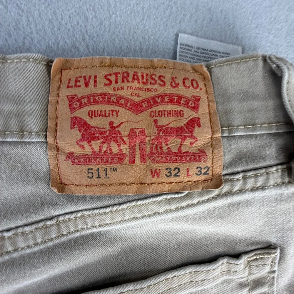 Levi 511 Slim Fit Pants Mens 32x32 Khaki Tan Cotton Stretch Twill Casual Chinos